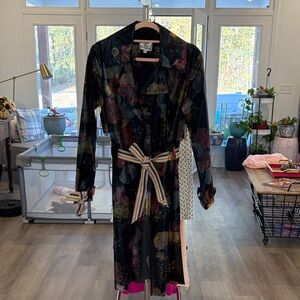 Floral Trench Coat with Belt